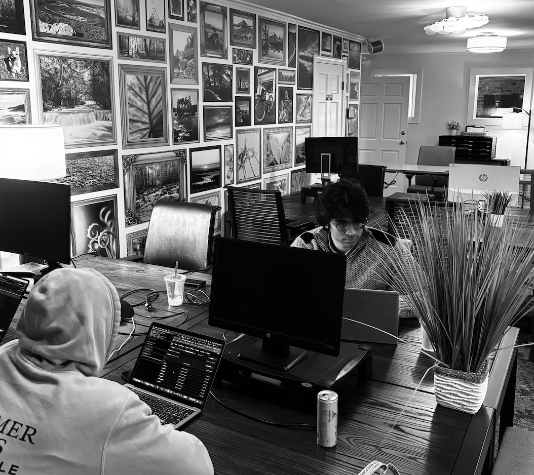 Team collaborating on web development